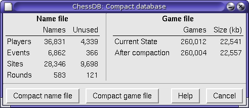 Compacting a ChessDB database